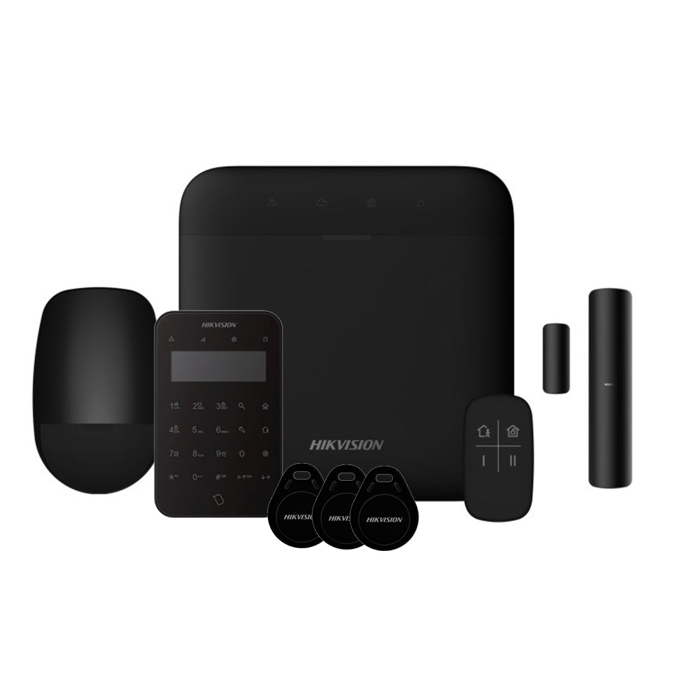 Kit Alarma Alarma AXPRO 868MHz 64 zonas Hikvision Panel + PIRCAM + PIR + Mando + Contacto (Color Negro)
