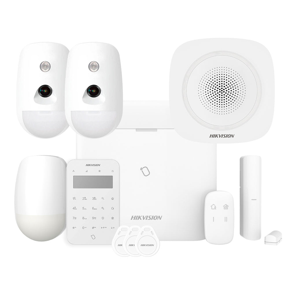 Kit Alarma Alarma Alarma AXPRO 64 zonas. Central + 2 PIRCAM + 1 PIR + 1 Contacto + 1 Mando + 1 Teclado + 1 Sirena