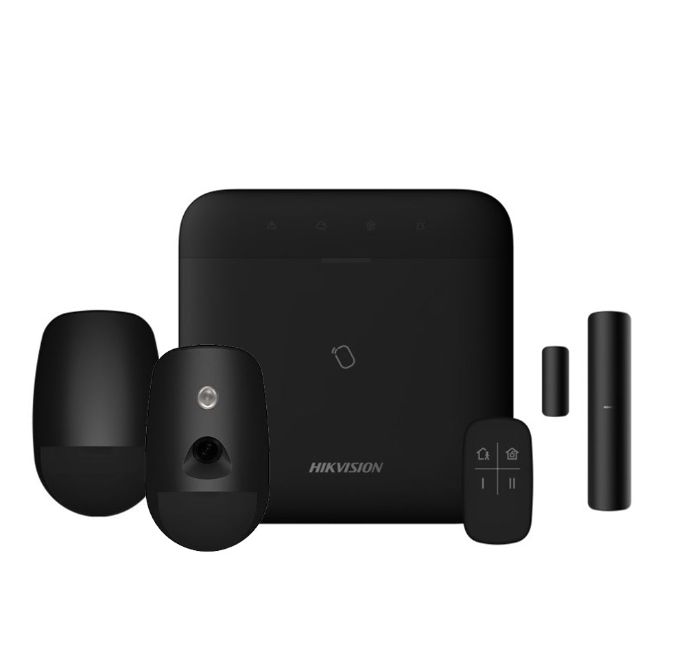 Kit Alarma  AXPRO 868MHz 96 zonas Hikvision Panel + PIRCAM + PIR + Mando + Contacto (Color Negro)
