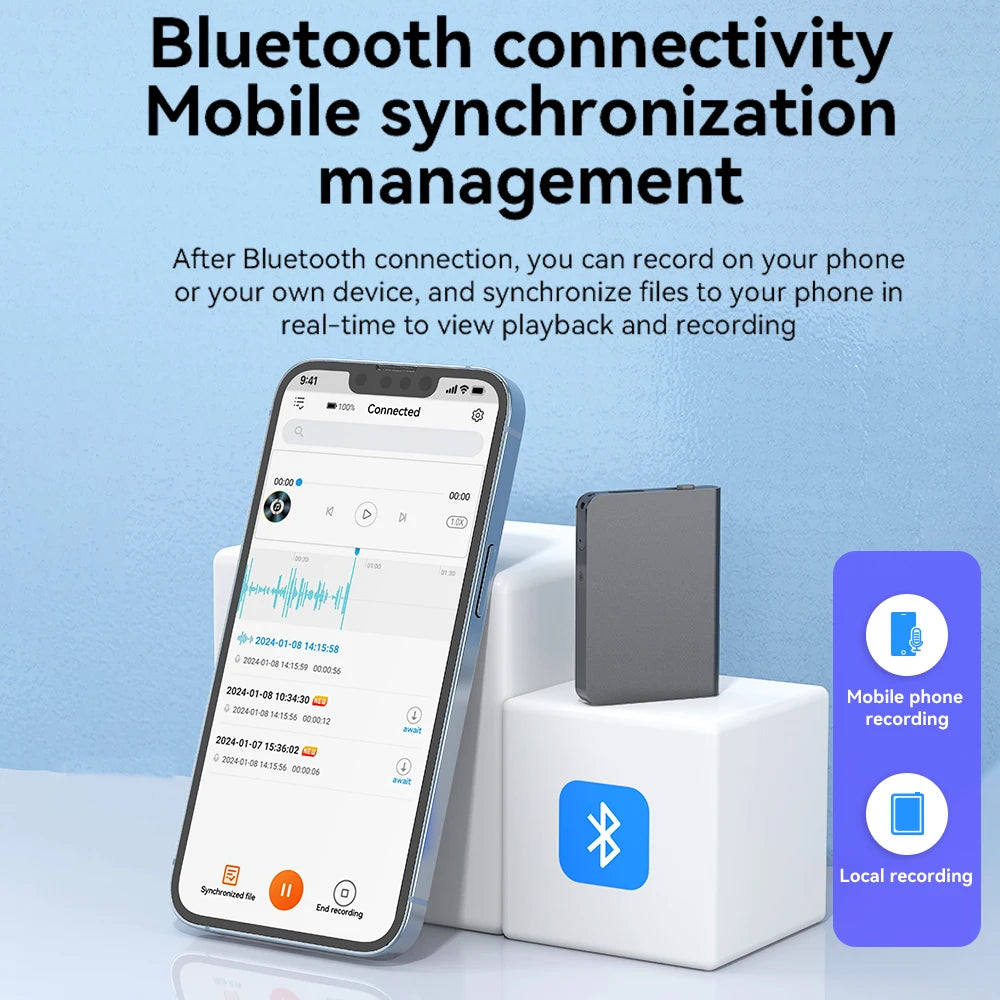 Mini grabadora de voz con aplicación, grabadora inteligente.